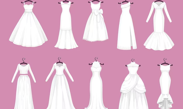Models of wedding dresses for wedding ceremonies