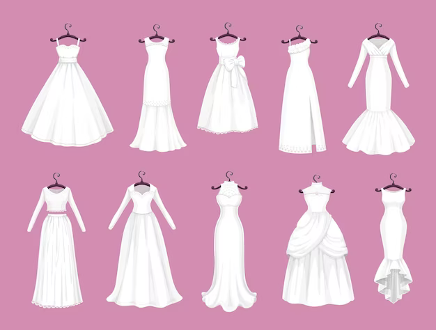 Models of wedding dresses for wedding ceremonies