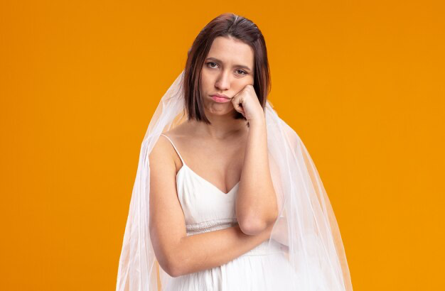 Sad bride in a wedding dress