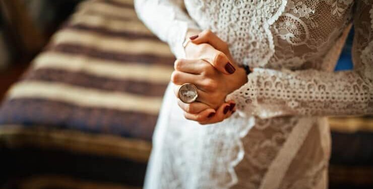 Bride with Vintage Ring on Her Hand